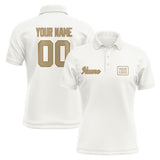 Custom White Light Khaki Short-Sleeve Polo Shirt