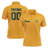 Custom Yellow Dark Green Short-Sleeve Polo Shirt