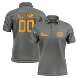 Custom Dark Grey Yellow Short-Sleeve Polo Shirt