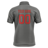 Custom Dark Grey Red Short-Sleeve Polo Shirt