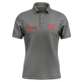 Custom Dark Grey Red Short-Sleeve Polo Shirt