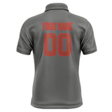 Custom Dark Grey Coral Red Short-Sleeve Polo Shirt