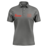 Custom Dark Grey Coral Red Short-Sleeve Polo Shirt