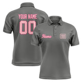 Custom Dark Grey Light Pink Short-Sleeve Polo Shirt