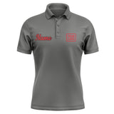 Custom Dark Grey Red Short-Sleeve Polo Shirt