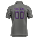 Custom Dark Grey Purple Short-Sleeve Polo Shirt