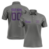 Custom Dark Grey Purple Short-Sleeve Polo Shirt