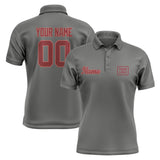 Custom Dark Grey Crimson Red Short-Sleeve Polo Shirt