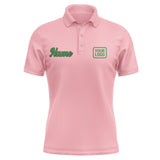 Custom Light Pink Emerald Green Short-Sleeve Polo Shirt