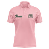 Custom Light Pink Dark Green Short-Sleeve Polo Shirt