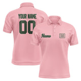 Custom Light Pink Dark Green Short-Sleeve Polo Shirt