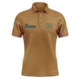 Custom Khaki Dark Green Short-Sleeve Polo Shirt