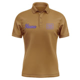 Custom Khaki Light Purple Short-Sleeve Polo Shirt