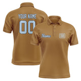 Custom Khaki Light Blue Short-Sleeve Polo Shirt