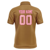 Custom Khaki Light Pink Short-Sleeve Polo Shirt
