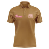 Custom Khaki Light Pink Short-Sleeve Polo Shirt