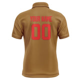 Custom Khaki Orange Red Short-Sleeve Polo Shirt