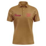Custom Khaki Red Short-Sleeve Polo Shirt
