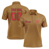 Custom Khaki Red Short-Sleeve Polo Shirt