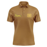 Custom Khaki Gold Short-Sleeve Polo Shirt