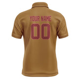 Custom Khaki Crimson Red Short-Sleeve Polo Shirt