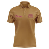 Custom Khaki Crimson Red Short-Sleeve Polo Shirt