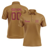 Custom Khaki Crimson Red Short-Sleeve Polo Shirt