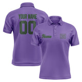 Custom Light Purple Dark Green Short-Sleeve Polo Shirt