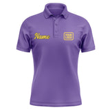 Custom Light Purple Gold Short-Sleeve Polo Shirt