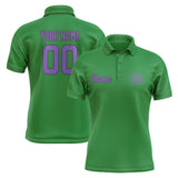 Custom Emerald Green Light Purple Short-Sleeve Polo Shirt