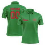 Custom Emerald Green Red Short-Sleeve Polo Shirt