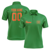 Custom Emerald Green Orange Short-Sleeve Polo Shirt