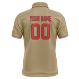 Custom Light Khaki Red Short-Sleeve Polo Shirt