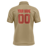 Custom Light Khaki Coral Red Short-Sleeve Polo Shirt