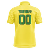 Custom Light Yellow Emerald Green Short-Sleeve Polo Shirt