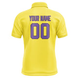 Custom Light Yellow Light Purple Short-Sleeve Polo Shirt
