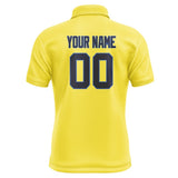 Custom Light Yellow Navy Short-Sleeve Polo Shirt
