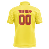 Custom Light Yellow Coral Red Short-Sleeve Polo Shirt