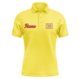 Custom Light Yellow Coral Red Short-Sleeve Polo Shirt