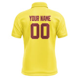Custom Light Yellow Crimson Red Short-Sleeve Polo Shirt