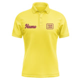 Custom Light Yellow Crimson Red Short-Sleeve Polo Shirt