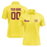 Custom Light Yellow Crimson Red Short-Sleeve Polo Shirt