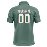 Custom Blue Green Cream Short-Sleeve Polo Shirt