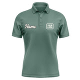 Custom Blue Green Cream Short-Sleeve Polo Shirt