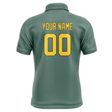 Custom Blue Green Gold Short-Sleeve Polo Shirt