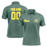 Custom Blue Green Light Yellow Short-Sleeve Polo Shirt