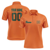 Custom Orange Dark Green Short-Sleeve Polo Shirt
