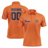 Custom Orange Navy Short-Sleeve Polo Shirt