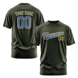 Custom Olive Sky Blue T-Shirt