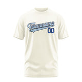 Custom Cream Light Blue T-Shirt